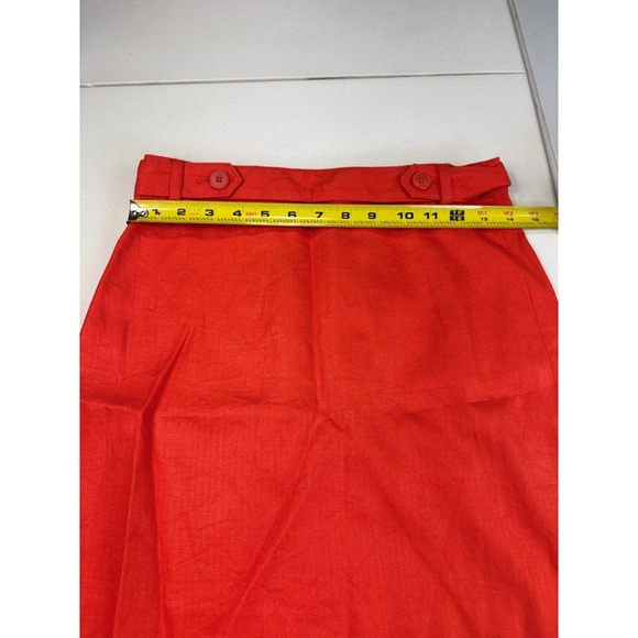 J. Crew Red Linen Skirt Size 0 Womens Mini A-Line Button Accent Career - Picture 6 of 8